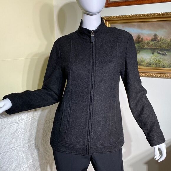 Della Spiga Zippered Black Tailored Wool Jacket - Picture 2 of 15